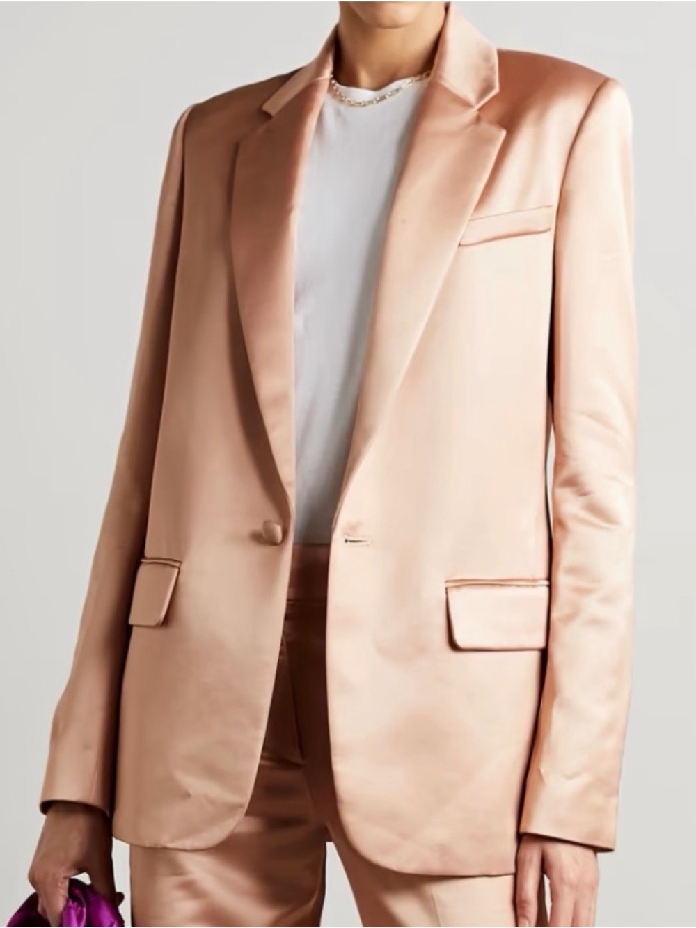 A.L.C. Satin Blazer in Blush Peach